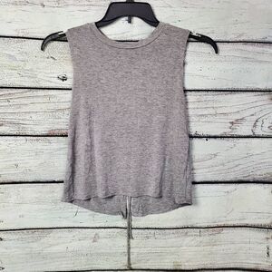 Charlotte Russe XS Gray Sleevless Tie Open Back Shirt